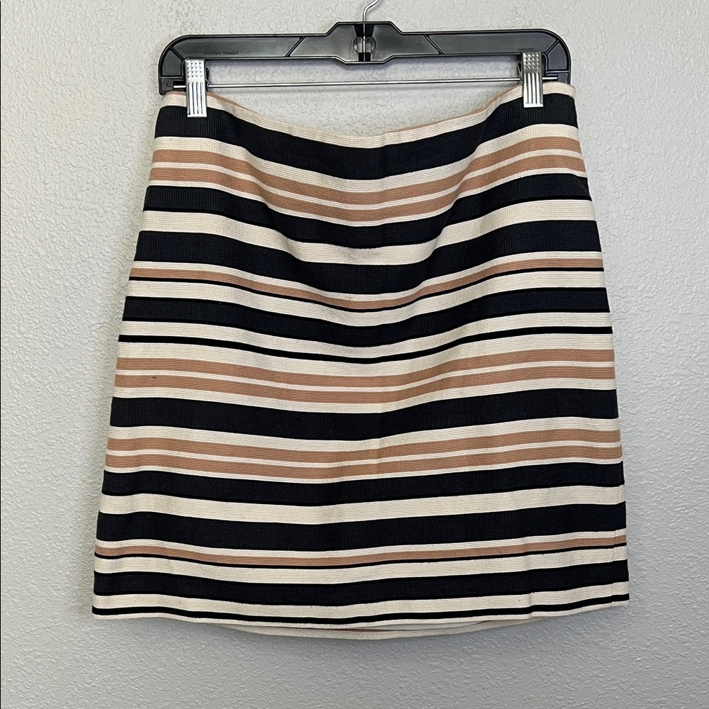 Loft Striped Textured Mini Skirt Beige/Black Size 8